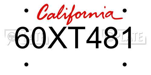 60XT481 California License Plate