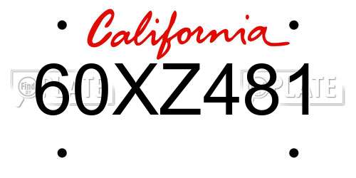 60XZ481 California License Plate