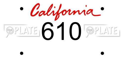 610 California License Plate