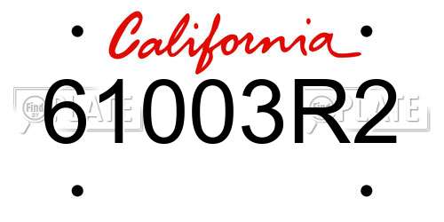 61003R2 California License Plate