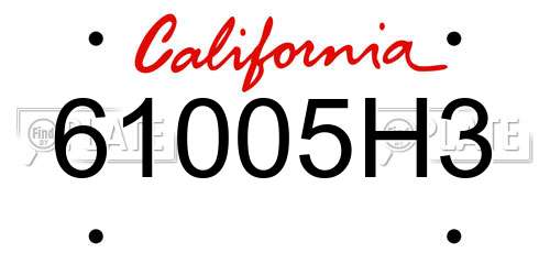61005H3 California License Plate