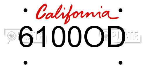 6100OD California License Plate