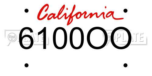 6100OO California License Plate