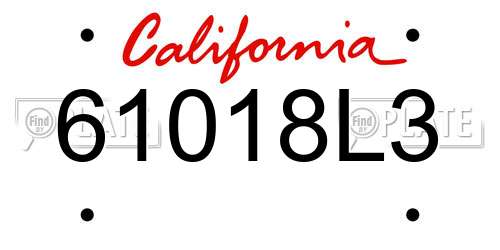 61018L3 California License Plate