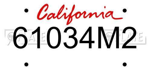 61034M2 California License Plate