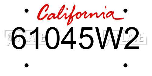61045W2 California License Plate