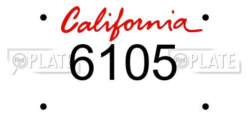 6105 California License Plate