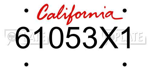 61053X1 California License Plate