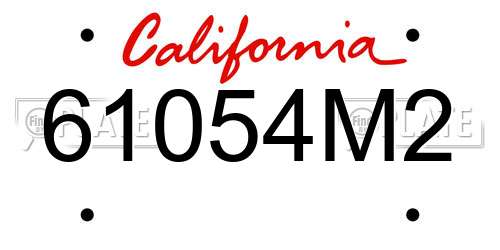 61054M2 California License Plate