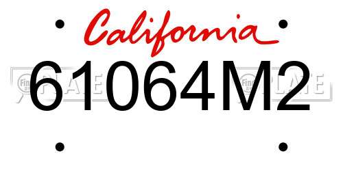 61064M2 California License Plate