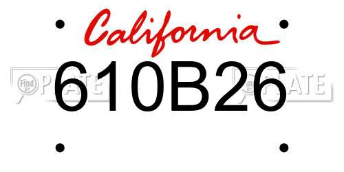 610B26 California License Plate