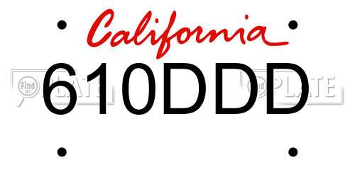 610DDD California License Plate