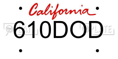 610DOD California License Plate
