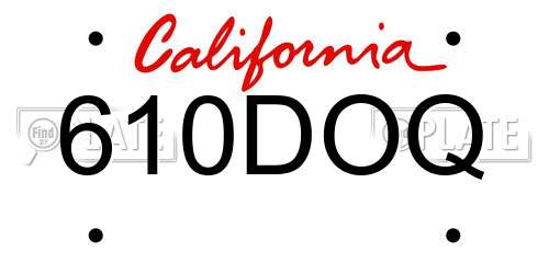610DOQ California License Plate