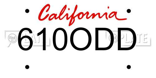 610ODD California License Plate