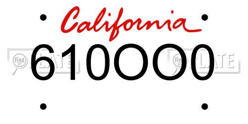 610OO0 California License Plate
