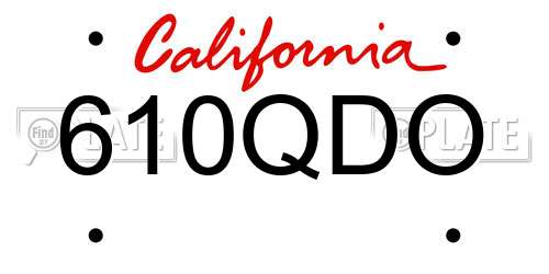 610QDO California License Plate