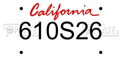 610S26 California License Plate