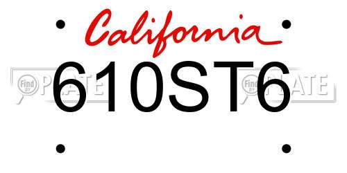 610ST6 California License Plate
