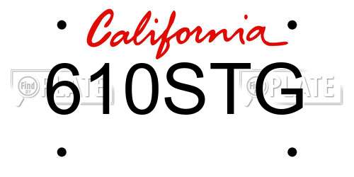 610STG California License Plate