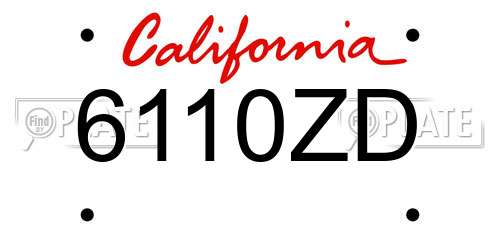 6110ZD California License Plate