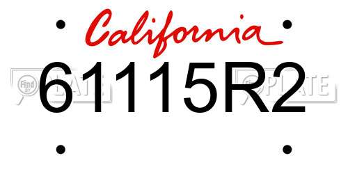 61115R2 California License Plate