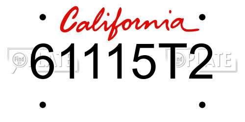 61115T2 California License Plate