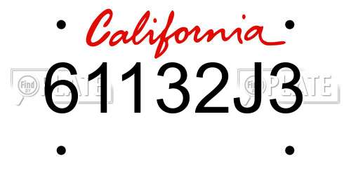 61132J3 California License Plate