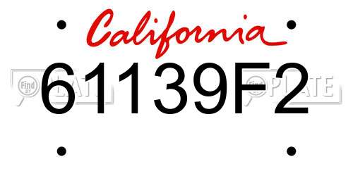 61139F2 California License Plate