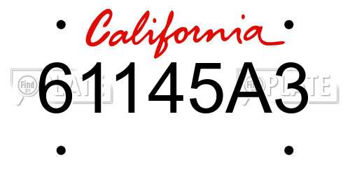 61145A3 California License Plate