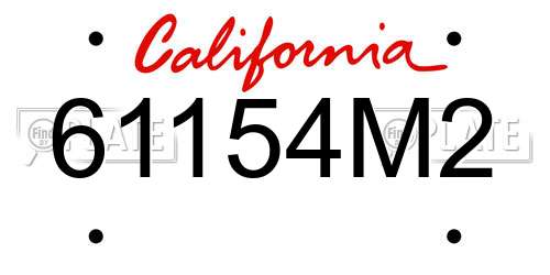 61154M2 California License Plate