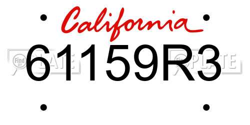 61159R3 California License Plate