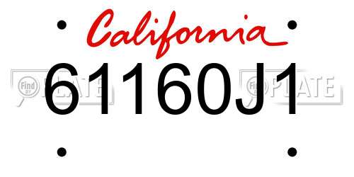 61160J1 California License Plate