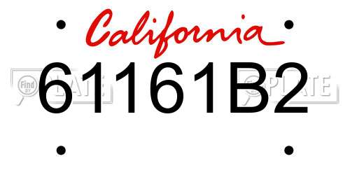 61161B2 California License Plate