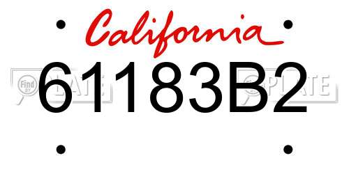 61183B2 California License Plate