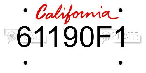 61190F1 California License Plate