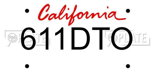 611DTO California License Plate