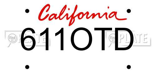 611OTD California License Plate