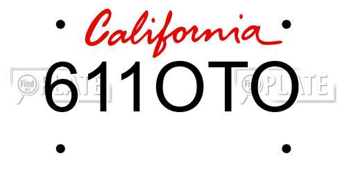 611OTO California License Plate