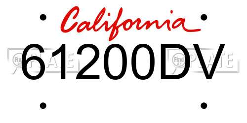 61200DV California License Plate