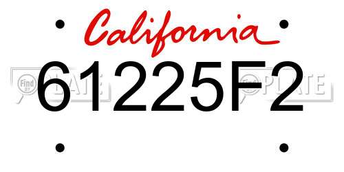 61225F2 California License Plate