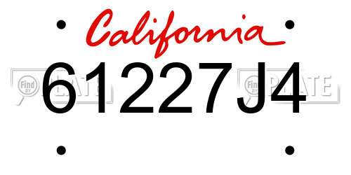 61227J4 California License Plate
