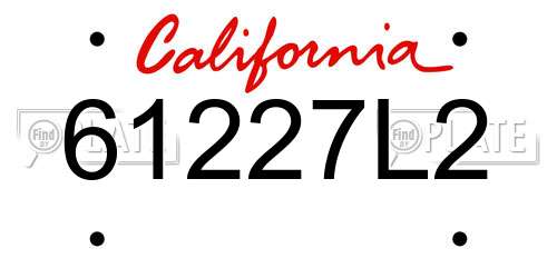 61227L2 California License Plate