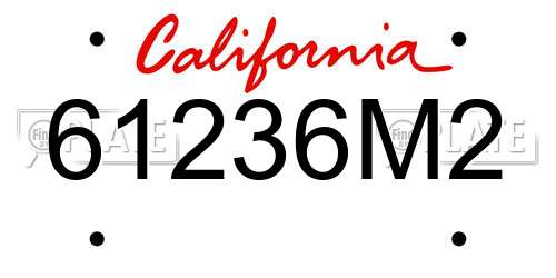 61236M2 California License Plate