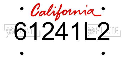 61241L2 California License Plate
