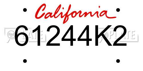 61244K2 California License Plate