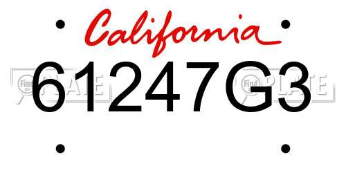 61247G3 California License Plate
