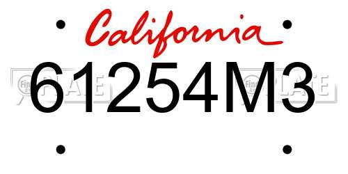 61254M3 California License Plate