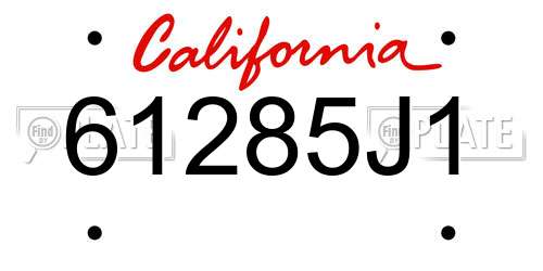 61285J1 California License Plate