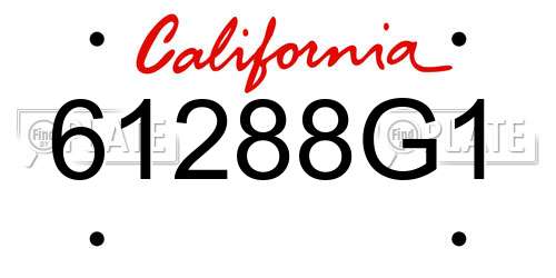 61288G1 California License Plate